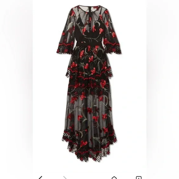 Alice McCall Elegant Black and Red Floral Lace Dress size XS -  conticontadores.com.br